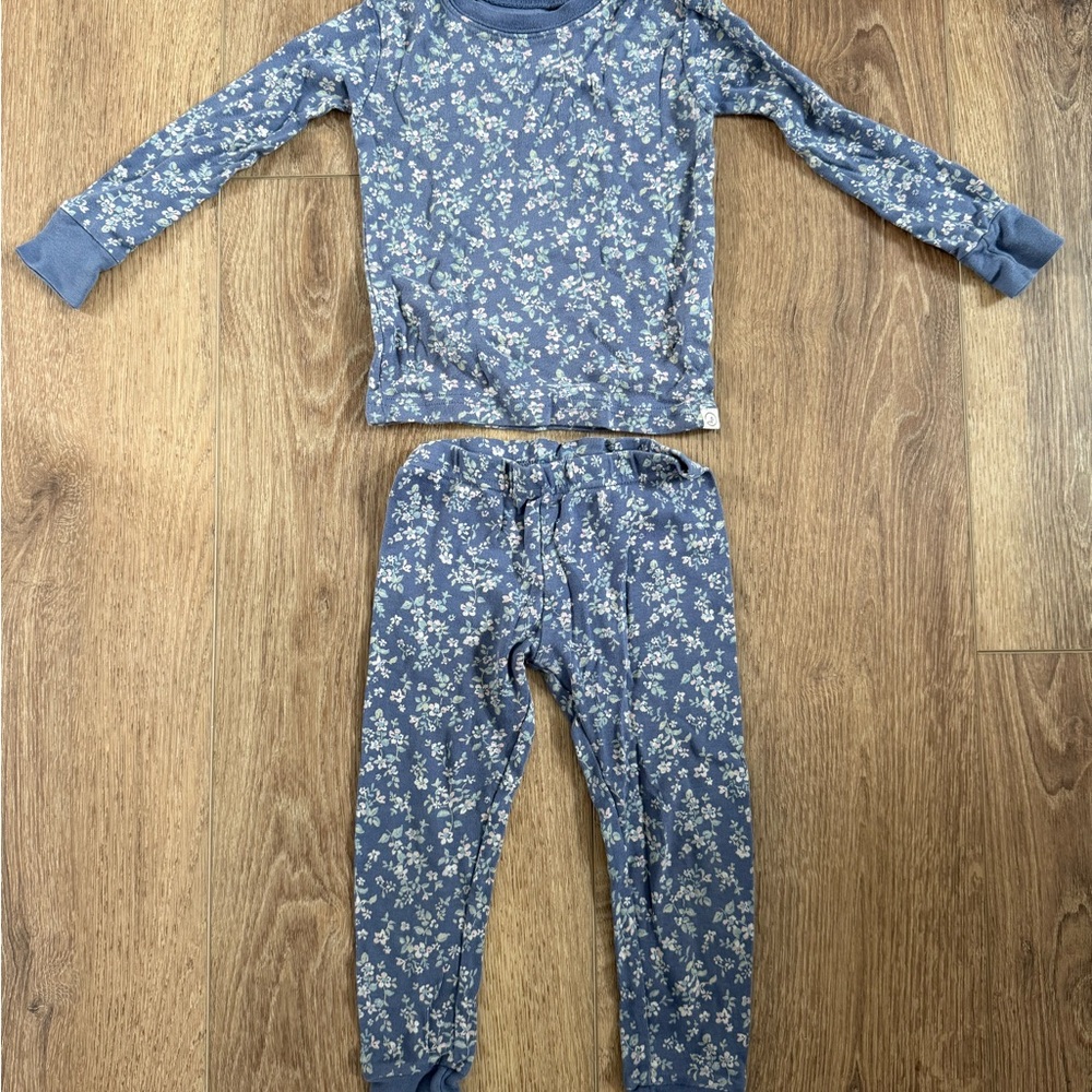Little Planter Organic Blue Floral Kids Pajama Set